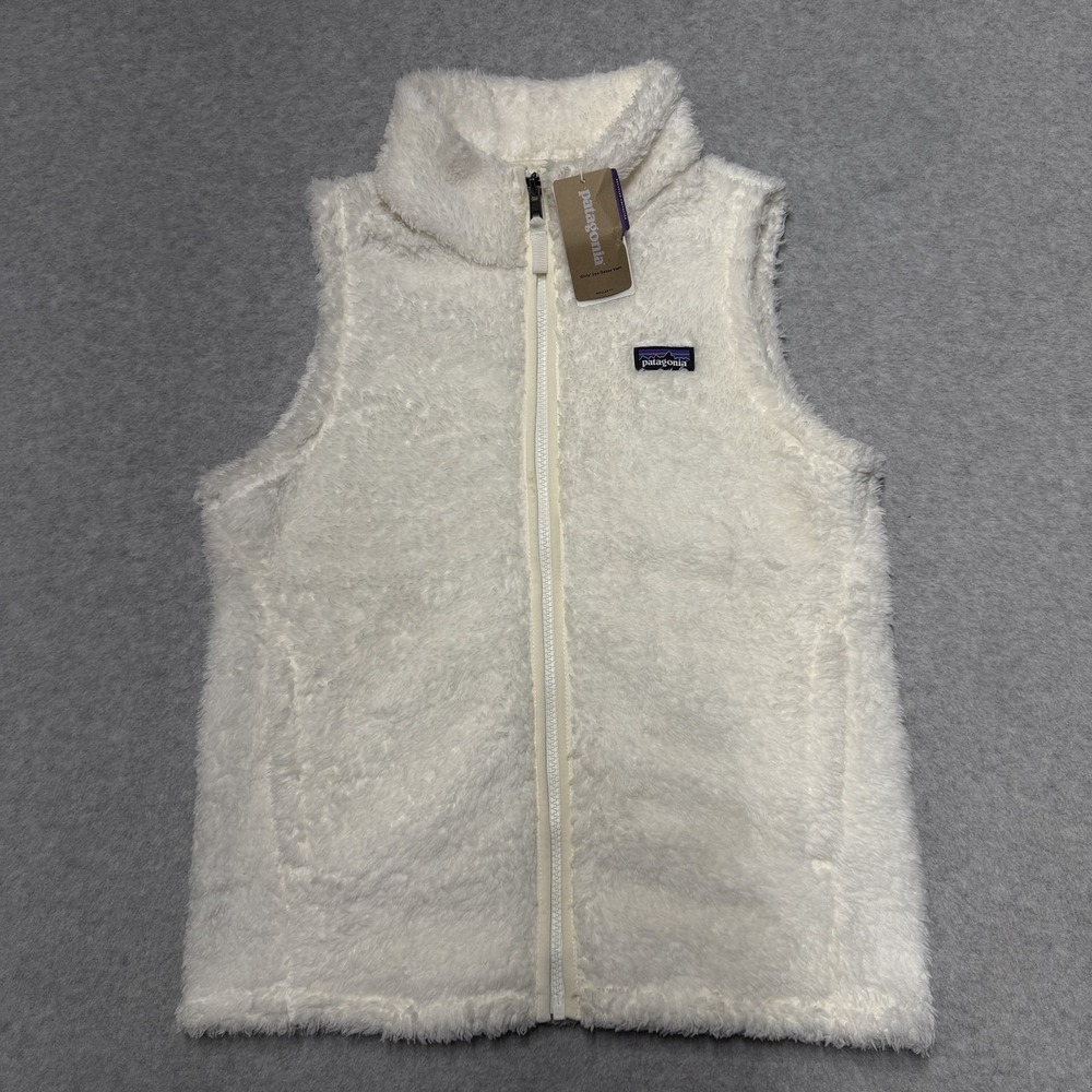 Patagonia Los Gatos Vest Girls 14 White Sherpa Fleece Full Zip Winter Warm